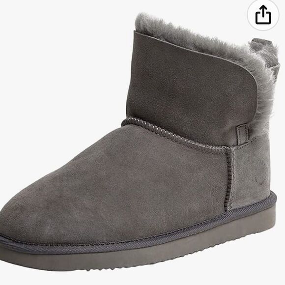Dearfoams Women's Fireside Water Resistant Indoor/Outdoor Foldover Boot Grey Nwt - Picture 1 of 3